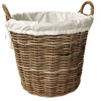 Castle Living Round Rattan Log Basket with Removable Lining